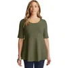 Jessica London Stretch Cotton Peplum Tunic In Green