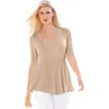 Jessica London Stretch Cotton Peplum Tunic In Neutral