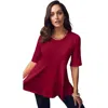 Jessica London Stretch Cotton Peplum Tunic In Red