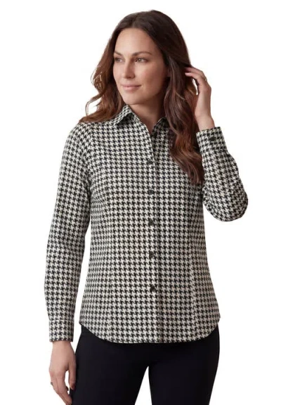 Jessica London Stretch Cotton Poplin Button Down Shirt In Brown
