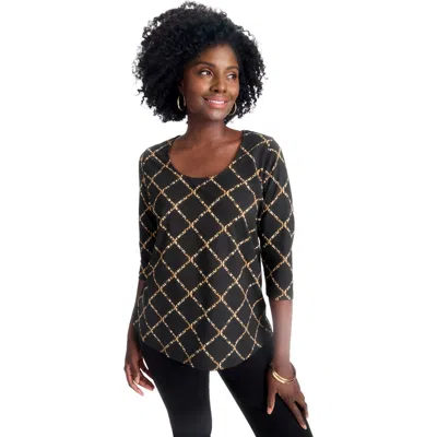 Jessica London Stretch Cotton Scoop Neck Tee In Black