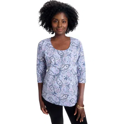 Jessica London Stretch Cotton Scoop Neck Tee In Blue