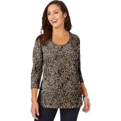 Jessica London Stretch Cotton Scoop Neck Tee In Gray