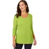 Jessica London Stretch Cotton Scoop Neck Tee In Green