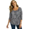 Jessica London Stretch Cotton Scoop Neck Tee In Multi