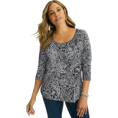 Jessica London Stretch Cotton Scoop Neck Tee In Multi