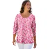 Jessica London Stretch Cotton Scoop Neck Tee In Multi