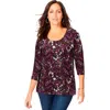 Jessica London Stretch Cotton Scoop Neck Tee In Multi