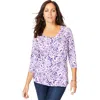 Jessica London Stretch Cotton Scoop Neck Tee In Multi