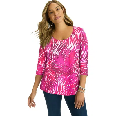Jessica London Stretch Cotton Scoop Neck Tee In Multi