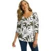 Jessica London Stretch Cotton Scoop Neck Tee In Multi