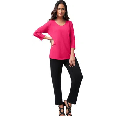 Jessica London Stretch Cotton Scoop Neck Tee In Pink