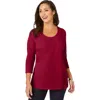 Jessica London Stretch Cotton Scoop Neck Tee In Red