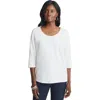 Jessica London Stretch Cotton Scoop Neck Tee In White
