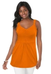 Jessica London Stretch Cotton Shirred Tank In Multi