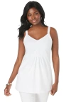 Jessica London Stretch Cotton Shirred Tank In White