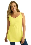 Jessica London Stretch Cotton Shirred Tank In Yellow