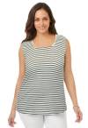 Jessica London Stretch Cotton Square Neck Tank In Multi