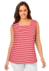 Jessica London Stretch Cotton Square Neck Tank In Pink