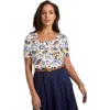 Jessica London Stretch Cotton Square Neck Tee In Blue