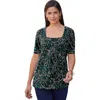 Jessica London Stretch Cotton Square Neck Tee In Multi