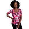Jessica London Stretch Cotton Square Neck Tee In Multi