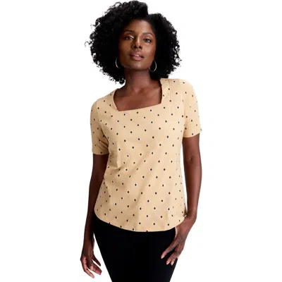 Jessica London Stretch Cotton Square Neck Tee In White
