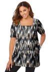 Jessica London Stretch Cotton Square Neck Tunic In Black