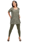 Jessica London Stretch Cotton Square Neck Tunic In Green