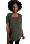 Jessica London Stretch Cotton Square Neck Tunic In Green