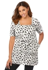 Jessica London Stretch Cotton Square Neck Tunic In White