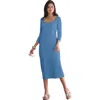 Jessica London Stretch Cotton T-shirt Dress In Blue