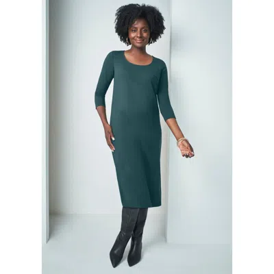 Jessica London Stretch Cotton T Shirt Dress In Green