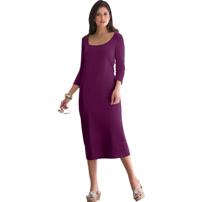 Jessica London Stretch Cotton T-shirt Dress In Purple