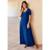Jessica London Stretch Cotton T-shirt Maxi Dress In Blue