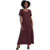 Jessica London Stretch Cotton T-shirt Maxi Dress In Burgundy