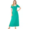 Jessica London Stretch Cotton T-shirt Maxi Dress In Green