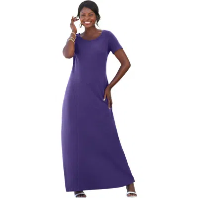 Jessica London Stretch Cotton T-shirt Maxi Dress In Neutral