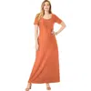 Jessica London Stretch Cotton T-shirt Maxi Dress In Orange
