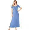 Jessica London Stretch Cotton T-shirt Maxi Dress In Purple