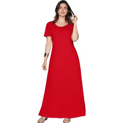 Jessica London Stretch Cotton T-shirt Maxi Dress In Red