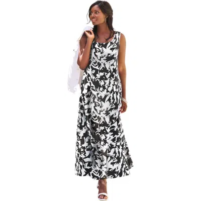 Jessica London Stretch Cotton Tank Maxi Dress In Black