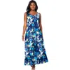 Jessica London Stretch Cotton Tank Maxi Dress In Blue