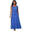Jessica London Stretch Cotton Tank Maxi Dress In Blue