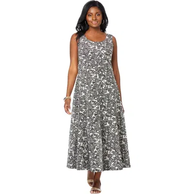 Jessica London Stretch Cotton Tank Maxi Dress In Gray