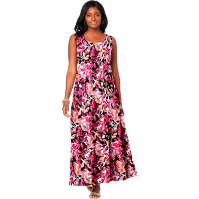 Jessica London Stretch Cotton Tank Maxi Dress In Multi