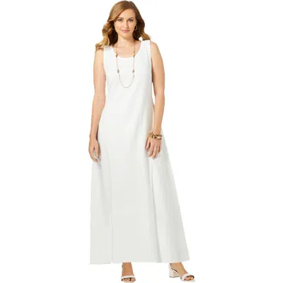 Jessica London Stretch Cotton Tank Maxi Dress In White