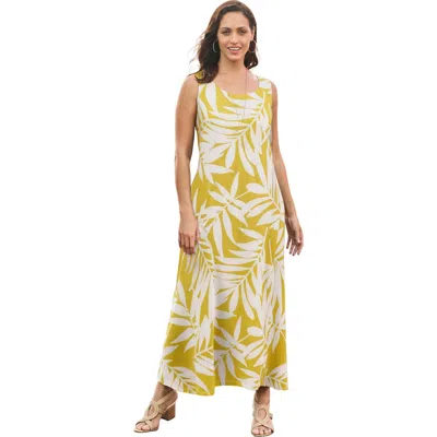 Jessica London Stretch Cotton Tank Maxi Dress In Yellow