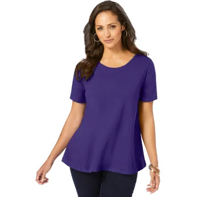 Jessica London Stretch Cotton Trapeze Tee In Purple