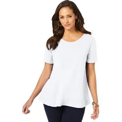 Jessica London Stretch Cotton Trapeze Tee In White